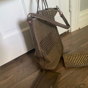 Bally Brown and Gold Shoulder Bag with Metallic Mesh